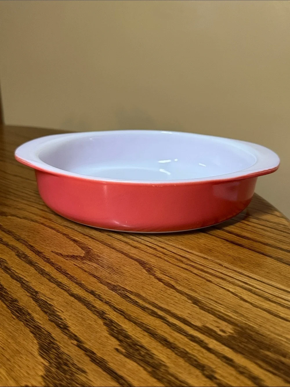 Pyrex Flamingo Pink #221 8.75” Milk Glass Round Cake Pan Vintage